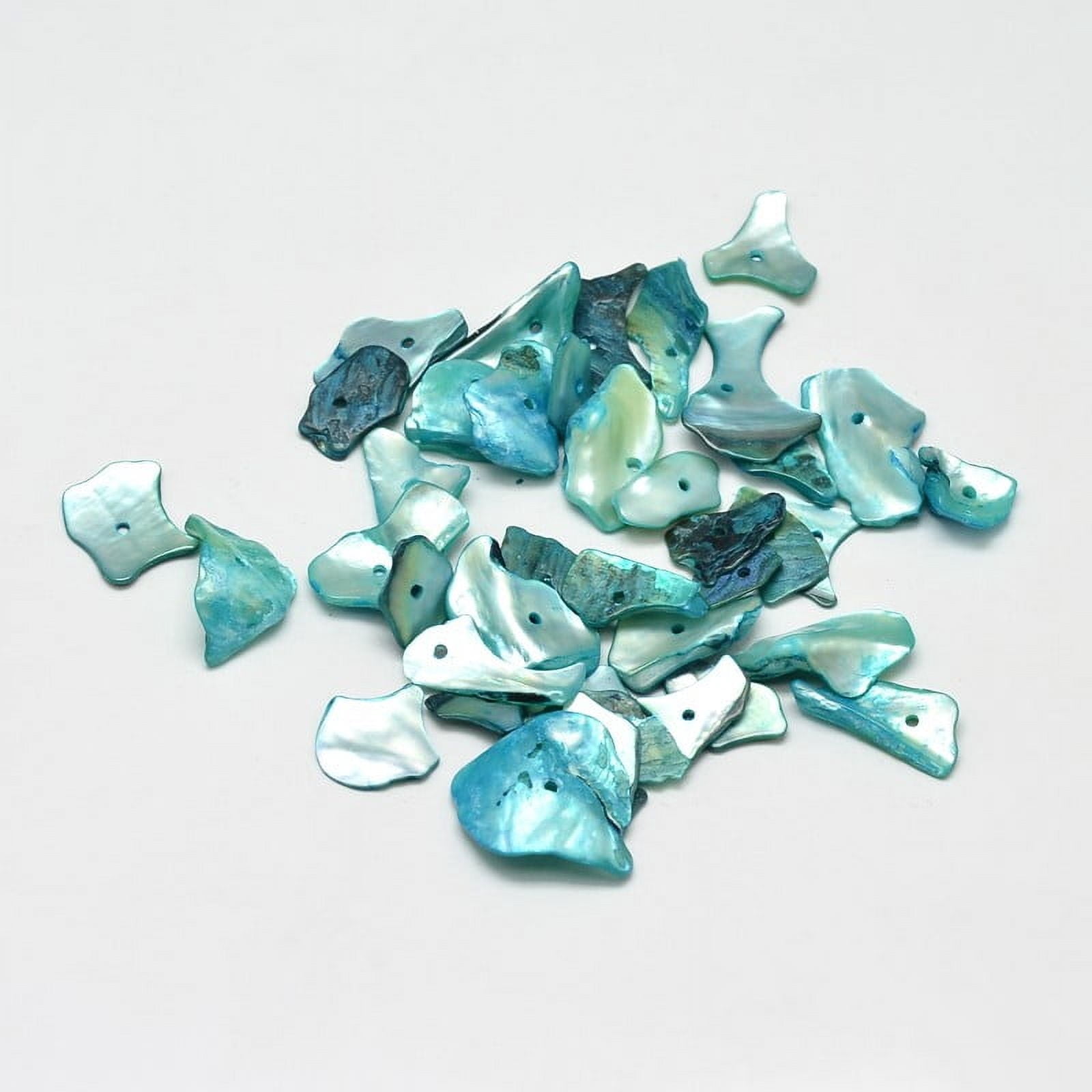 500 g Dyed Natural Mother of Pearl Shell Nuggets Chips Beads Light Sea Green 5~18x5~11mm Hole: 1.2mm 1980pcs/500g