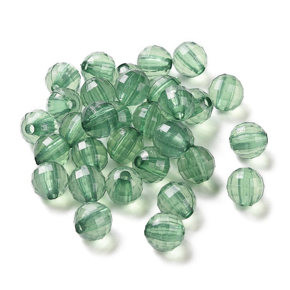 500 g Faceted Round Transparent Acrylic Beads Lawn Green 10mm Hole: 1.5mm 830pcs/500g