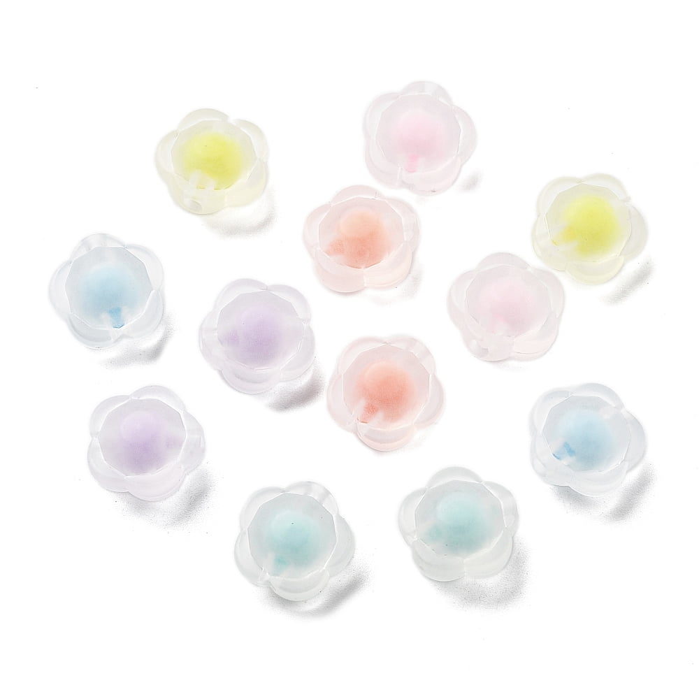 500 g Frosted Transparent Acrylic Beads Bead in Bead Flower Mixed color 12x12.5x8mm Hole: 2mm 877~909pcs/500g
