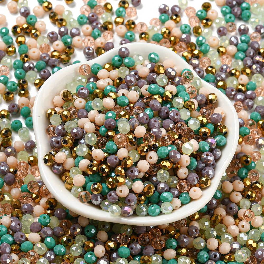 500 g Glass Beads Faceted Rondelle Blanched Almond 4x3mm Hole: 0.4mm 6800pcs/500g