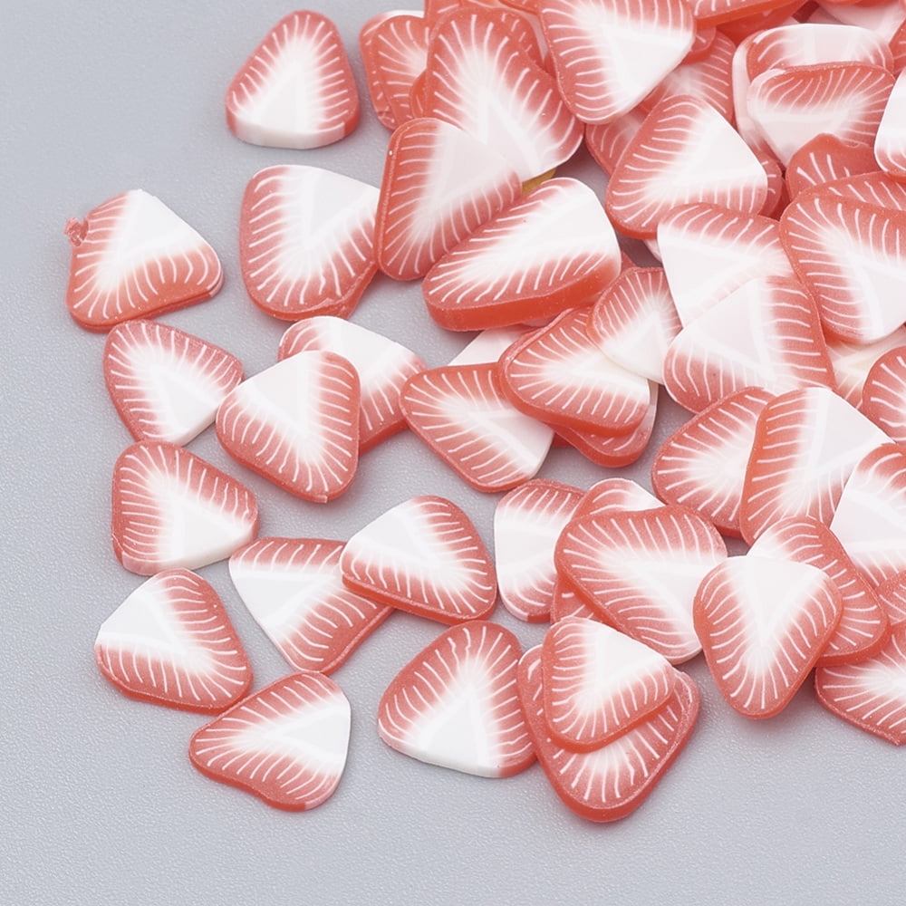 500 g Handmade Polymer Clay Nail Art Decoration Fashion Nail Care No Hole Fruit Strawberry Salmon 4~6x3~6x0.1~3mm