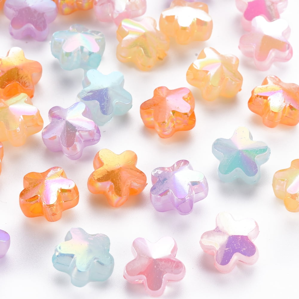 500 g Imitation Jelly Acrylic Beads AB color Plated Flower Mixed color 11x12x7.5mm Hole: 2.5mm 890pcs/500g