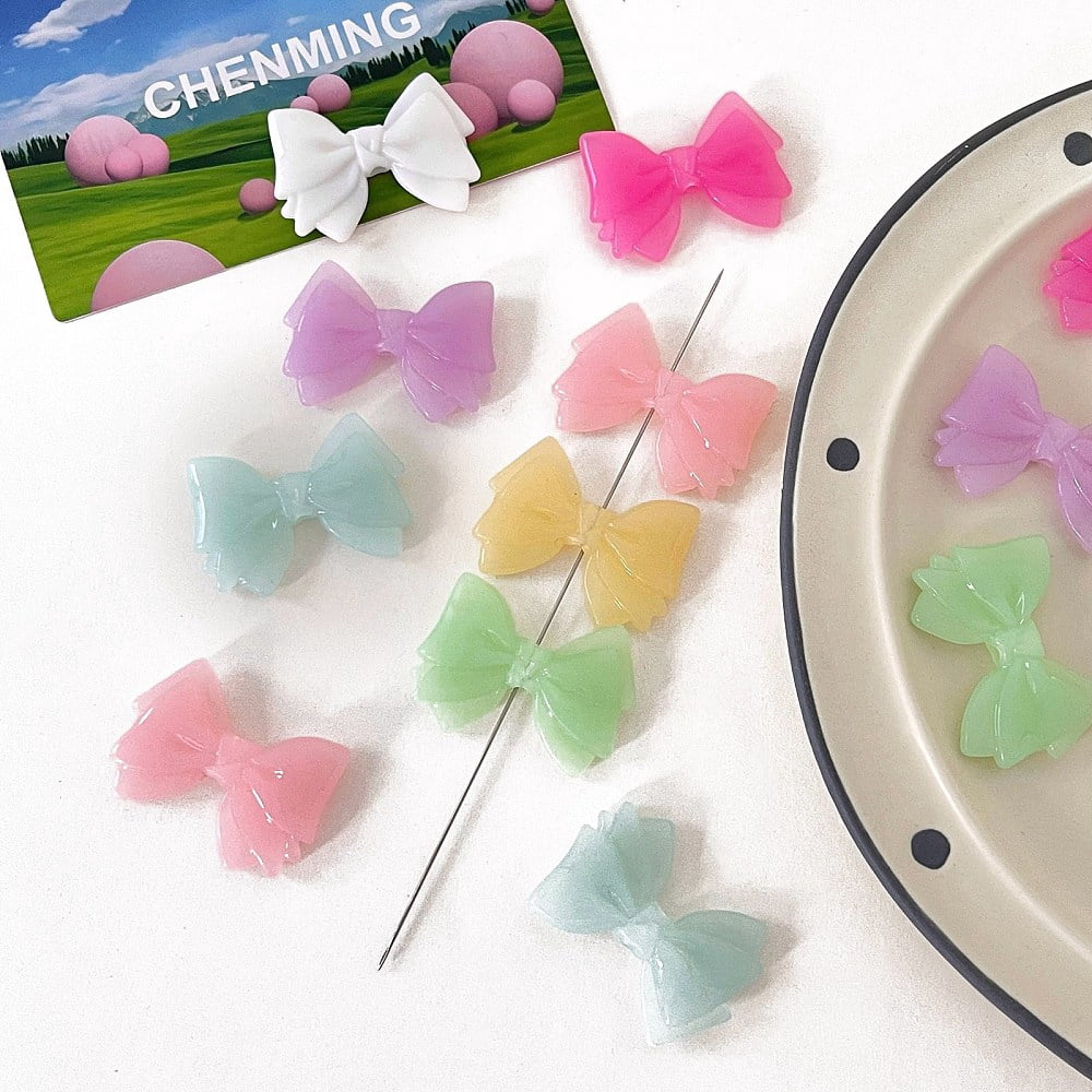 500 g Imitation Jelly Acrylic Beads Bowknot Mixed color 30.6x43.5x7.6mm Hole: 3.8mm