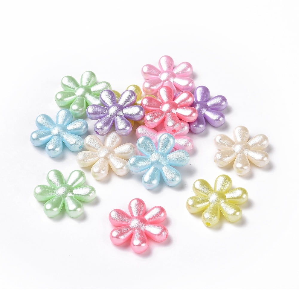 500 g Imitation Pearl Acrylic Beads Flower Mixed Color 23x21x5.3mm Hole: 1.8mm 476pcs/500g