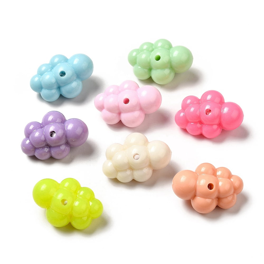 500 g Macaron color Opaque Acrylic Beads Cloud Mixed color 32.5x22.5x17mm Hole: 3mm 106pcs/500g