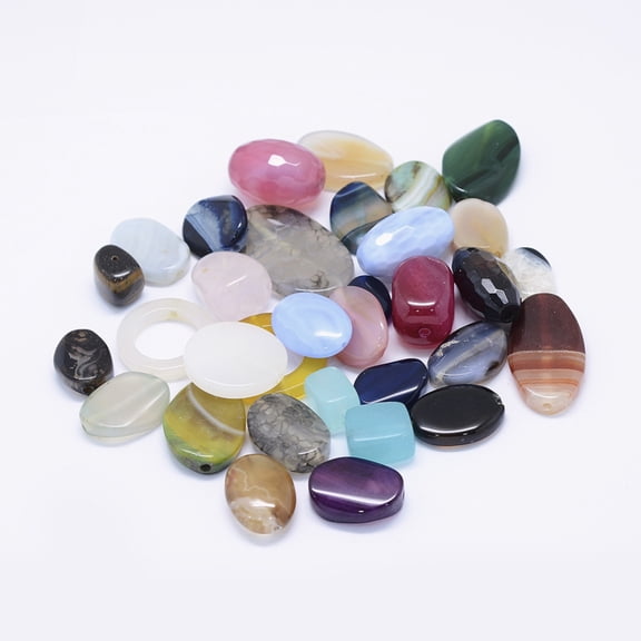 500 g Natural Mixed Gemstone Beads Center Drilled/No Hole Faceted/No Faceted Mixed Shapes 16~42x11~31x4~17mm Hole: 1~3mm