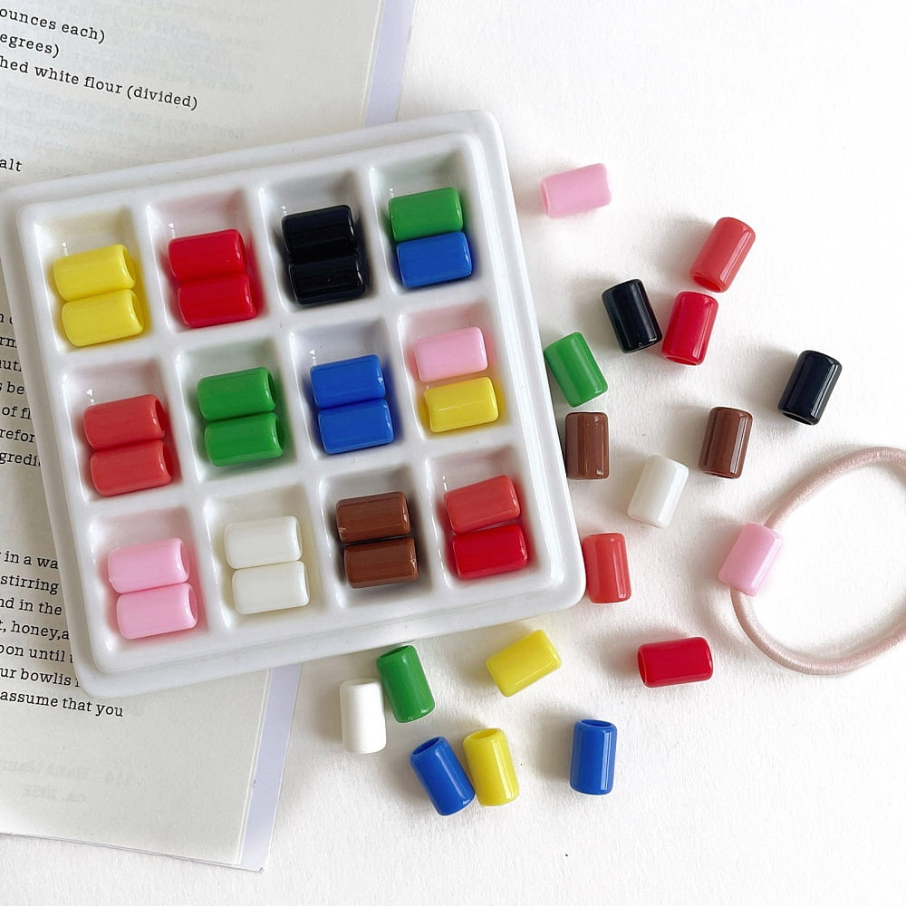 500 g Opaque Acrylic Beads Column Mixed color 13.3x8.5mm Hole: 6mm
