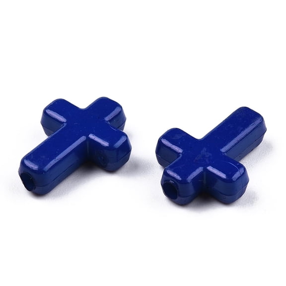 500 g Opaque Acrylic Beads Cross Blue 16x12x4.5mm about 1230pcs/500g