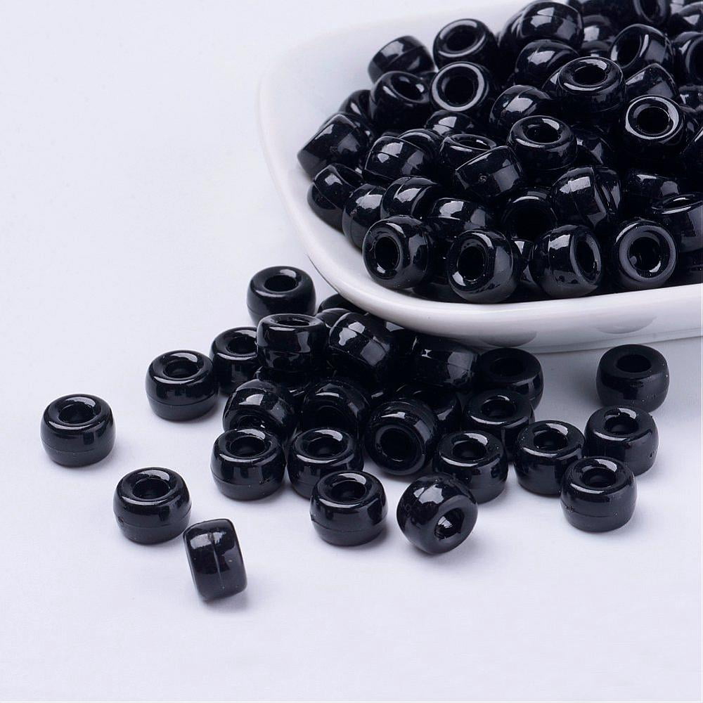500 g Opaque Acrylic European Beads Barrel Black 9x6mm Hole: 4mm about 1900pcs/500g