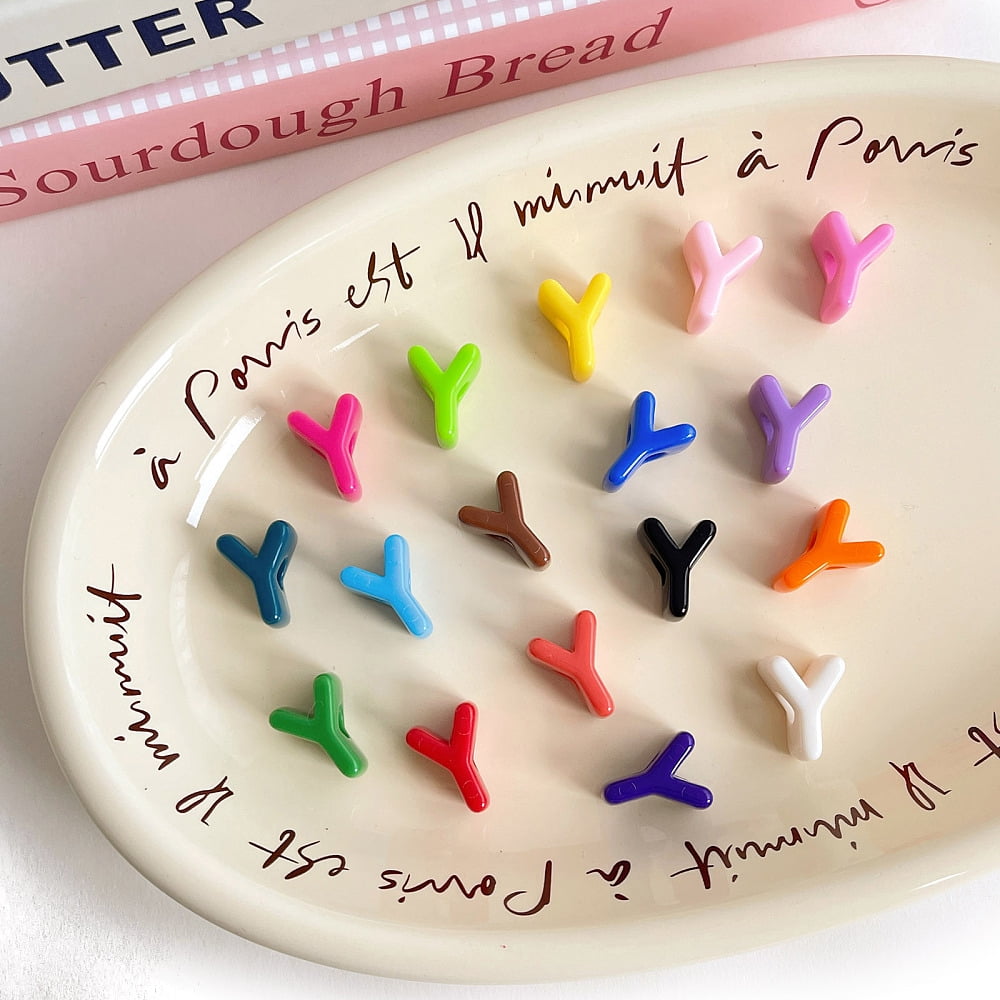 500 g Opaque Acrylic European Beads Large Hole Beads Mixed color Letter Y 20.8x15.9x13.7mm Hole: 6.3mm 138~252pcs/500g
