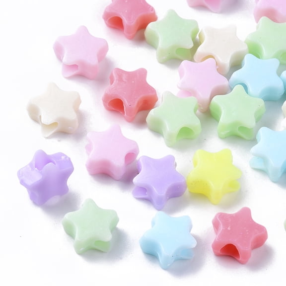 500 g Opaque Polystyrene(PS) Plastic Beads Star Mixed Color 10x10.5x5mm Hole: 3.5mm about 2017pcs/500g
