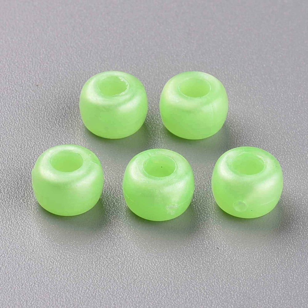 500 g Plastic Pearlized Beads Barrel Lawn Green 9x6mm Hole: 3.5mm 1900pcs/500g.