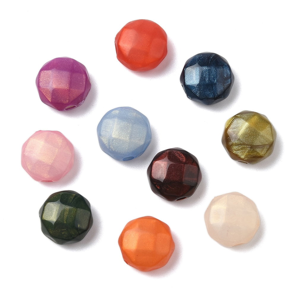500 g Platisc Acrylic Beads Faceted Flat Round 11x6.5mm Hole: 2mm