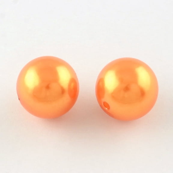 500 g Round ABS Plastic Imitation Pearl Beads Dark Orange 20mm Hole: 2mm 120pcs/500g