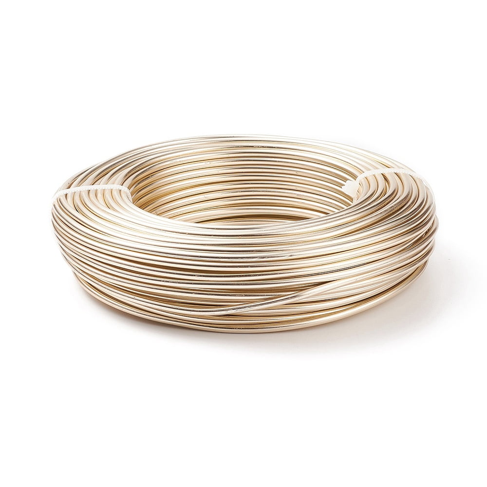 500 g Round Anodized Aluminum Wire Bendable Metal Craft Wire for DIY Jewelry Craft Making Champagne golden 7 Gauge 3.5mm 20m/500g(65.6 Feet/500g)
