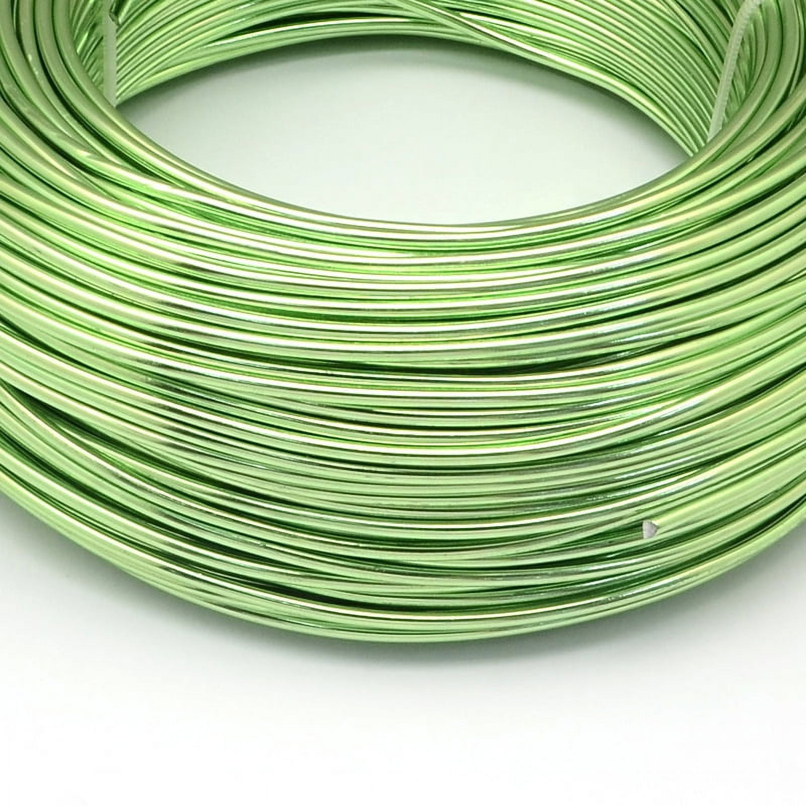 500 g Round Anodized Aluminum Wire Bendable Metal Craft Wire for DIY Jewelry Craft Making Lawn Green 3 Gauge 6.0mm 7m/500g(22.9 Feet/500g)