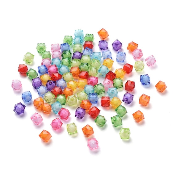 500 g Transparent Acrylic Beads Bead in Bead Faceted Cube Mixed color 10x9x9mm Hole: 2mm about 1050pcs/500g
