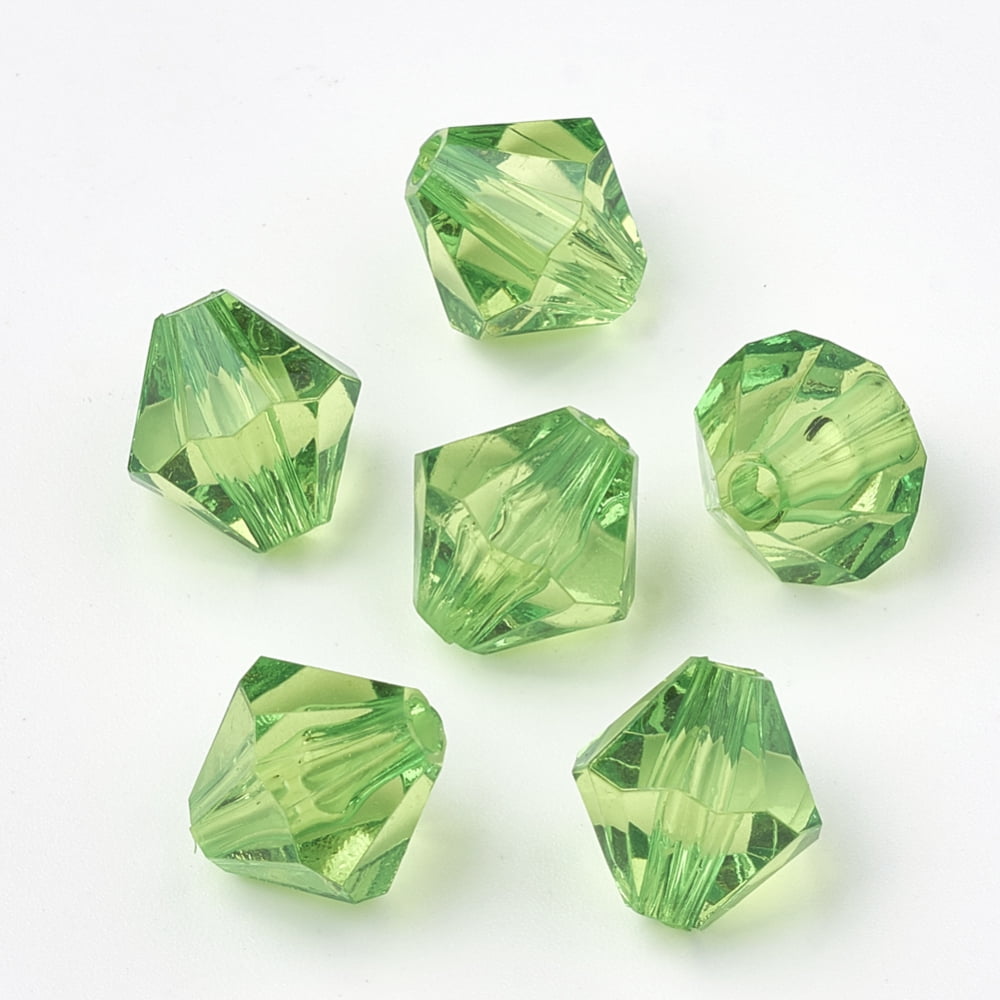 500 g Transparent Acrylic Beads Bicone Lime Green 4x4mm Hole: 1.2mm about 17000pcs/500g