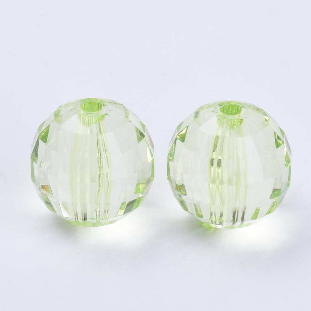 500 g Transparent Acrylic Beads Faceted Round Lawn Green 8x8mm Hole: 1.5mm about 1770pcs/500g