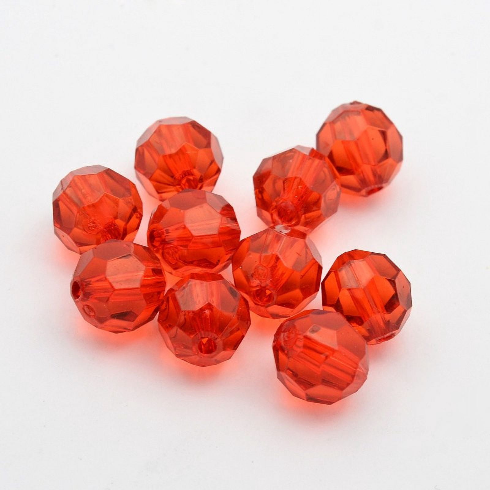 500 g Transparent Acrylic Beads Faceted Round Red about 12mm in diameter hole: 2mm about 568pcs/500g