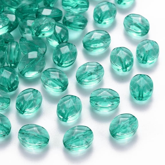 500 g Transparent Acrylic Beads Oval Turquoise 10x8x5.5mm Hole: 1.5mm 1550pcs/500g
