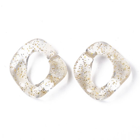 500 g Transparent Acrylic Linking Rings with Glitter Powder Quick Link Connectors For Jewelry Twist Chains Making Rhombus Beige 30.5x28.5x6mm Inner Diameter: 11x17mm 200pcs/500g