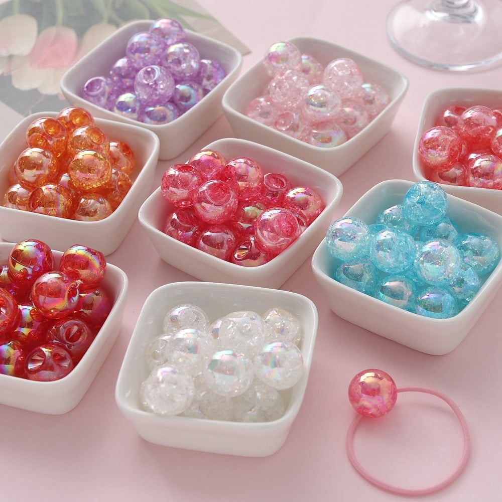 500 g Transparent Crackle Acrylic Beads Round AB color Plated Mixed color 16.7x16.6x16.5mm Hole: 3mm 190pcs/500g