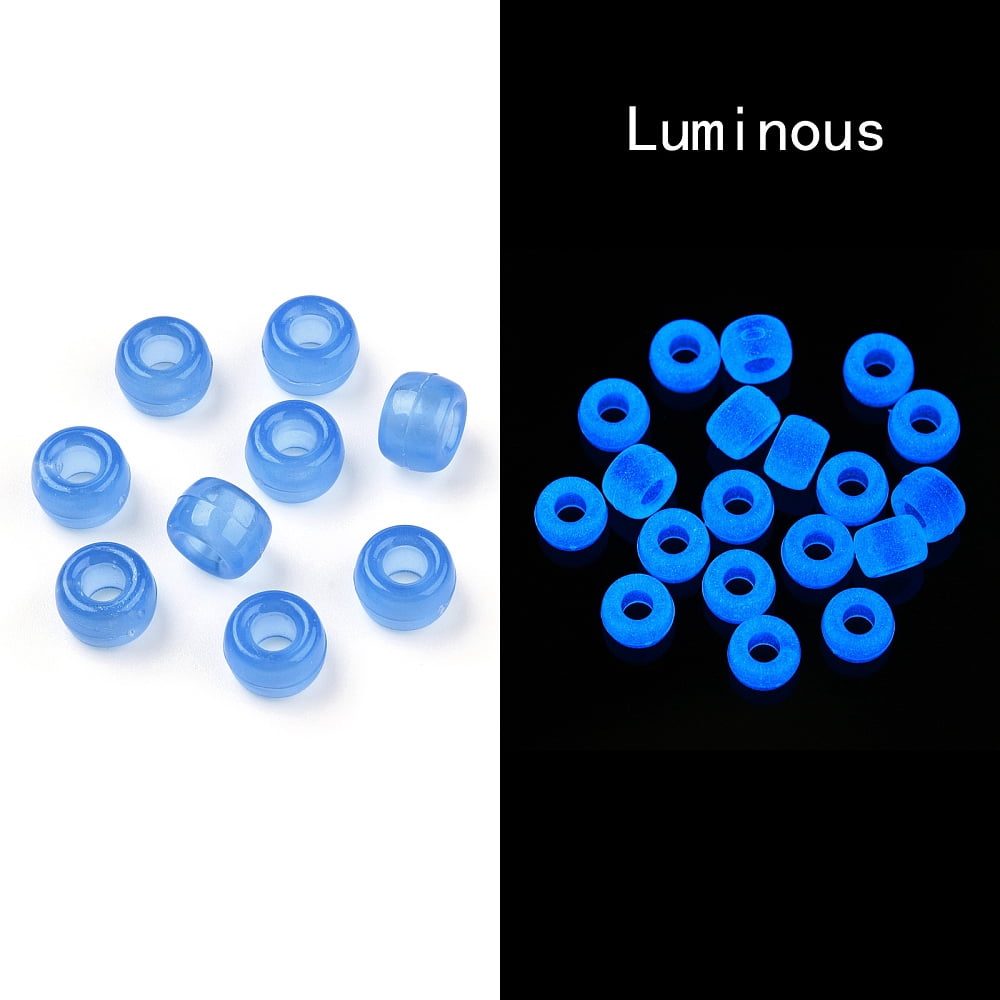 500 g Transparent & Luminous Plastic Beads Frosted Crow Beads Pony Beads Barrel Cornflower Blue 9x6mm Hole: 3.8mm about 1900pcs/500g