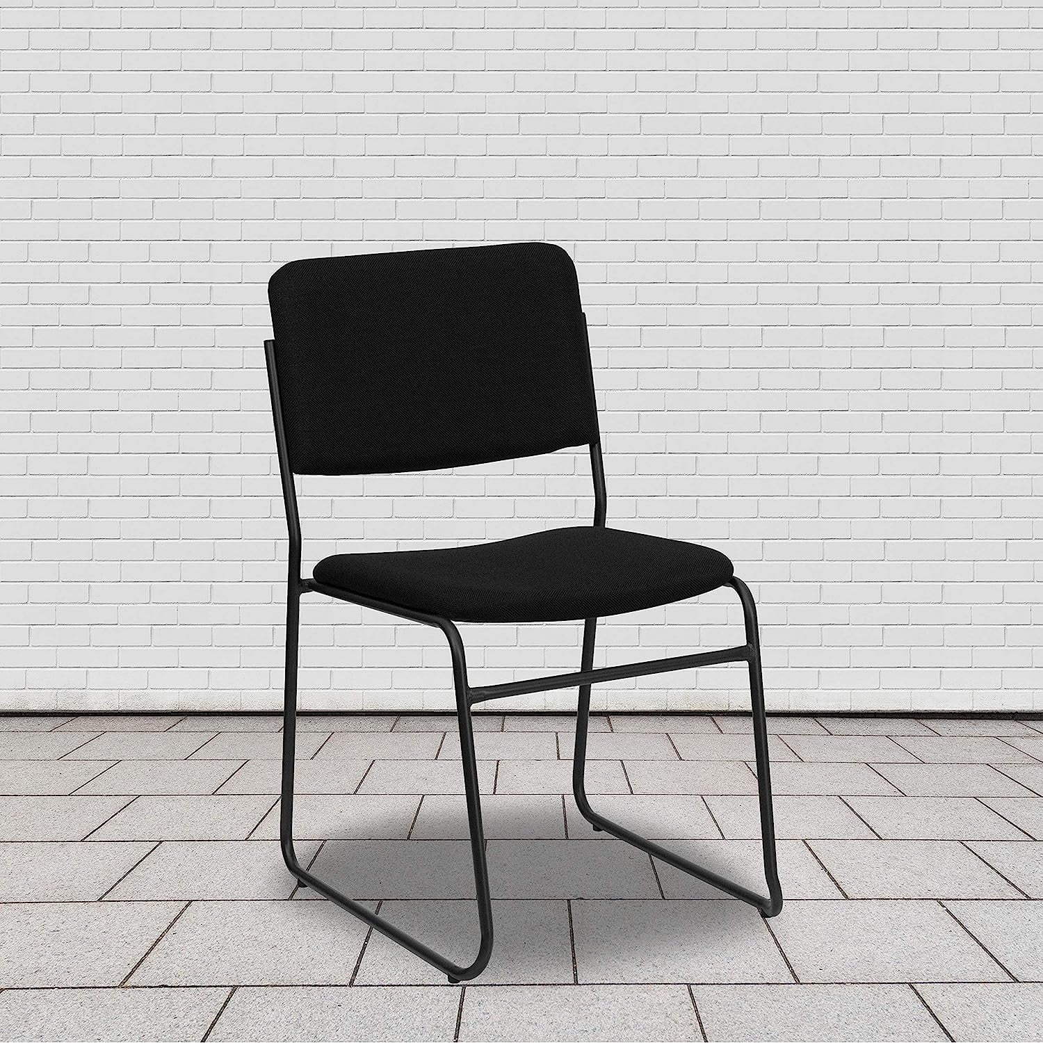 Versatile Black Fabric and Metal Stacking Swivel Chair