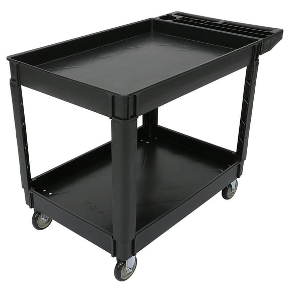 500-lb Capacity Utility Cart with Two Shelves, 45x25 Inch Service Cart with 4 Non-Marking Wheels for Warehouse, Garage and Commercial Use