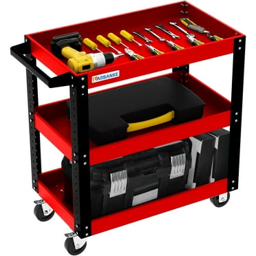 500-lb Industrial Rolling Tool Cart with 3 Adjustable Tiers - Garage/Warehouse/Shop/Home