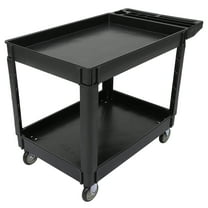 500-lb Utility Service PP Cart with Two Trays, Heavy Duty Carts with Wheels for Warehouse/Garage/Cleaning/Manufacturing,45"X25"