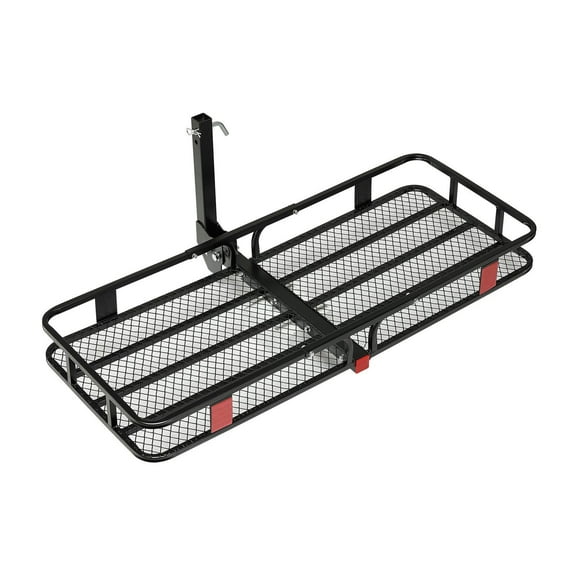 500 lbs Capacity Folding Hitch Cargo Carrier - Heavy Duty Truck Bed Extender with Cargo Net - Universal Trailer Hitch Mount for SUVs, Trucks & RVs - Easy Foldable Design for Compact Storage