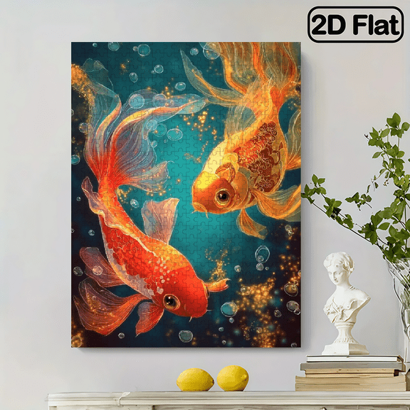 500 magical koi puzzle pieces. Interesting puzzle game. Educational toys. Unique creativity. Suitable for decorating bedrooms, offices, and living rooms. 20.4 * 14.9 inches.