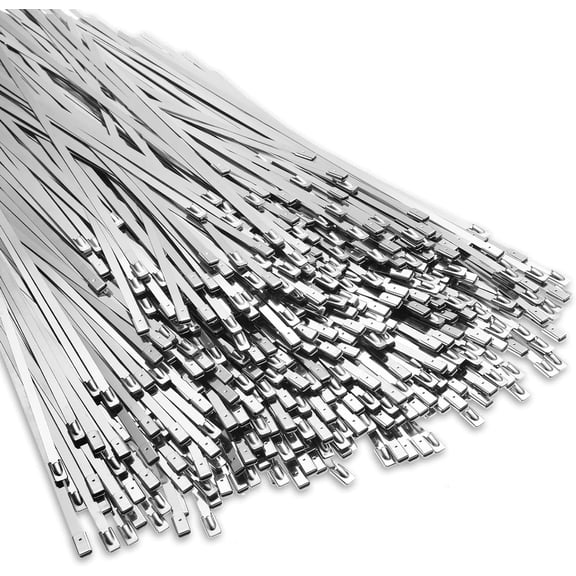 500 metal cable ties 304 stainless steel cable ties heavy-duty self-locking 220 pounds tensile strength cable suitable for exhaust wrap fence outdoor workshop canopy (11.8 inches)