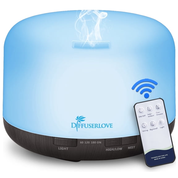 500 ml Essential Oil Diffuser With Remote, 7-Color LED Lights, Timer And Automatic Off, Aromatherapy, Meditation And Sleep Yoga, Suitable For Bedrooms And Offices