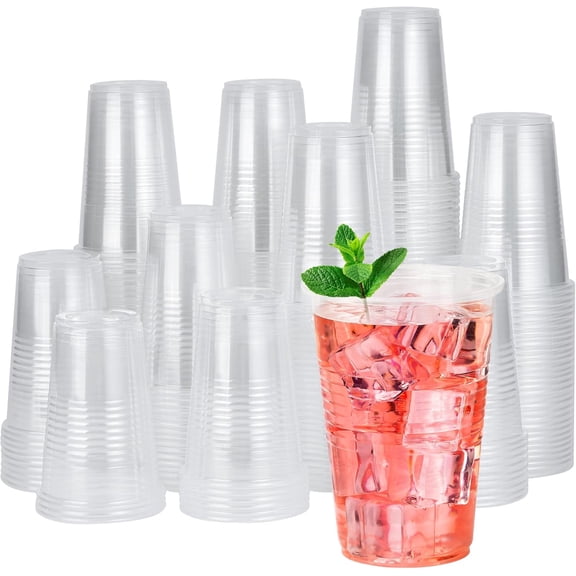 RACETOP 500 pack 9 oz Disposable Plastic Cups, Clear Cups Tumblers, Bulk, Transparent for Wedding, Thanksgiving, Birthday, Halloween, Christmas Party