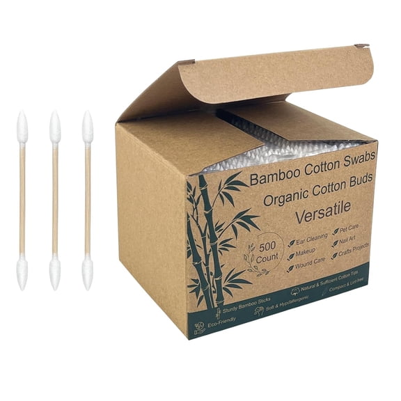500 pack pointed swabs  precise tips for makeup, nails, and piercings  sturdy bamboo handle and lint-free tips, sturdy bamboo core, soft swabs