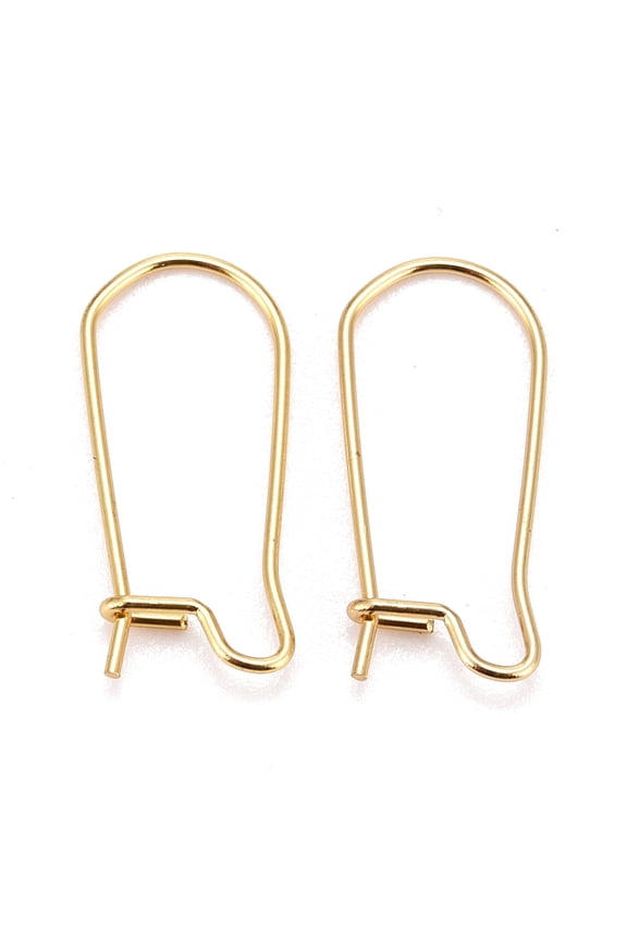 500 pc 316 Surgical Stainless Steel Hoop Earring Findings Kidney Ear Wires Real 18k Gold Plated 10 Gauge 20x9x2.5mm Pin: 0.7mm