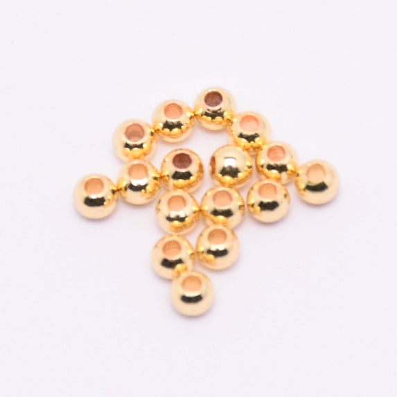 500 pc Brass Solid Beads Rondelle Real 18K Gold Plated 3x2.5mm Hole: 1.2mm