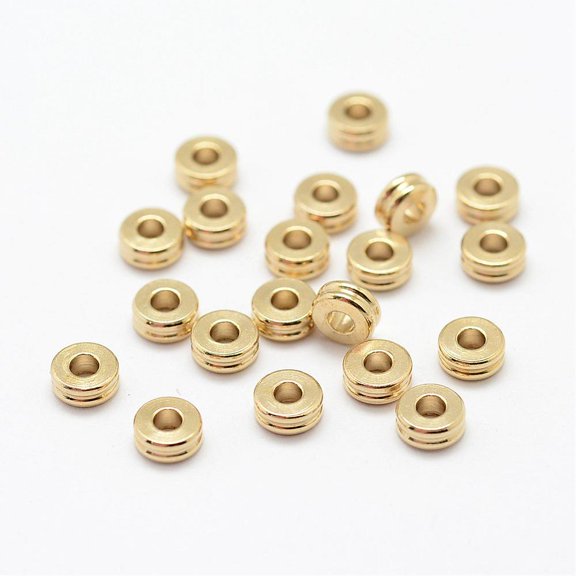 500 pc Brass Spacer Beads Flat Round Nickel Free Raw(Unplated) 5x2mm Hole: 2mm