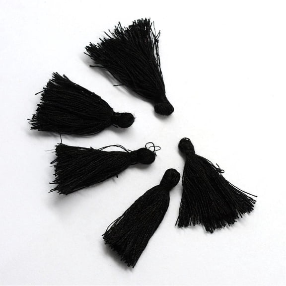 500 pc Handmade Polycotton(Polyester Cotton) Tassel Decorations Pendant Decorations Black 29~35mm