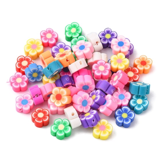 500 pc Handmade Polymer Clay Flower Plum Blossom Beads Mixed Color 8~10x3~5mm Hole: 2mm