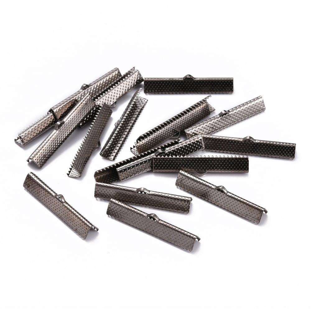 500 pc Iron Ribbon Crimp Ends Gunmetal 8x35mm Hole: 1mm