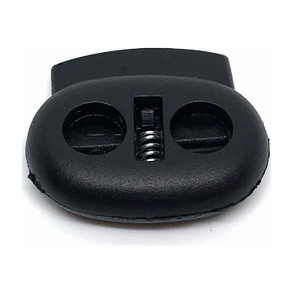 500 pc Nylon Cord Locks Clip Ends Double Hole Drawstring Stopper Fastener Buttons Black 1.8x2cm Hole: 4mm