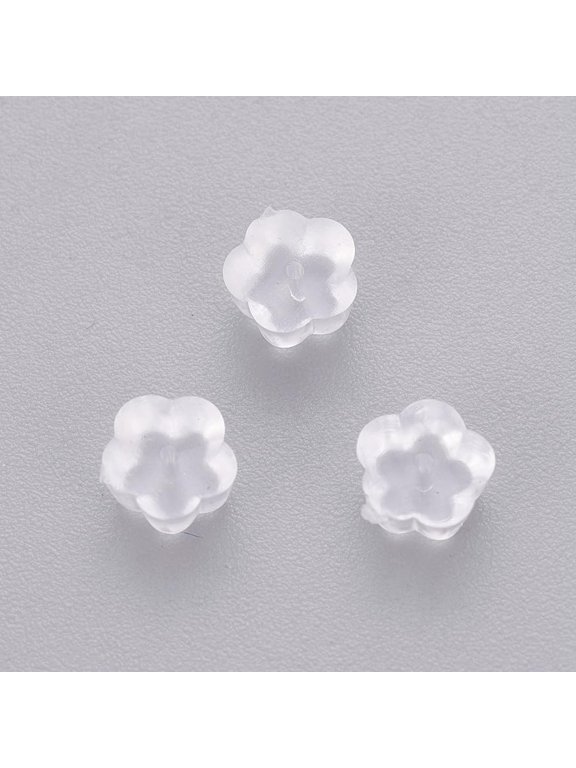 500 pc Plastic Ear Nuts Earring Backs Plum Blossom Clear 5x5x3mm Hole: 0.7mm DIY Supplies