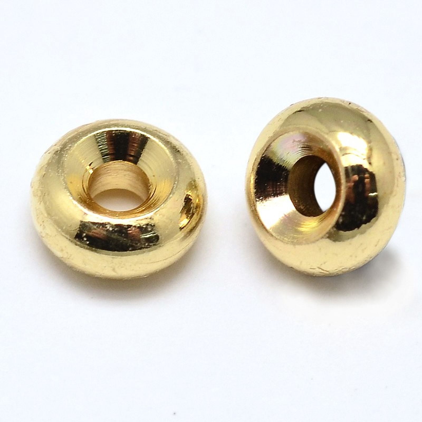 500 pc Rack Plating Brass Flat Round Spacer Beads Golden 6x3mm Hole ...