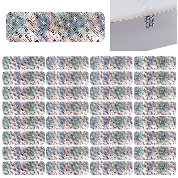 500 pc Self-Adhesive Labels Stickers 3D Anti-Counterfeiting Label Silver 32x10x1mm