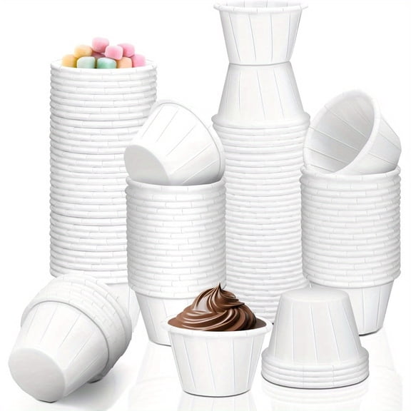 500 Pcs 0.5 oz Disposable Paper Souffle Portion Cups, Small Paper Tasting Cups for Ketchup, Sauces, Jello Shots, Medicine, Samples, Measuring and Dessert Servings
