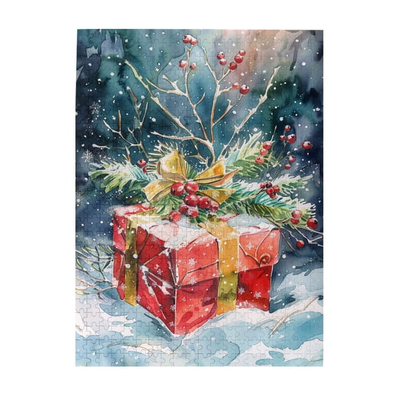 500 pcs 500 Piece Wooden Puzzles Christmas Gift in the Snow,Holiday Gifts,Creative Activity Hobbies for Adults,Modern Art Christmas Gift in the Snow Classic Stress relieving puzzle 500 Piece